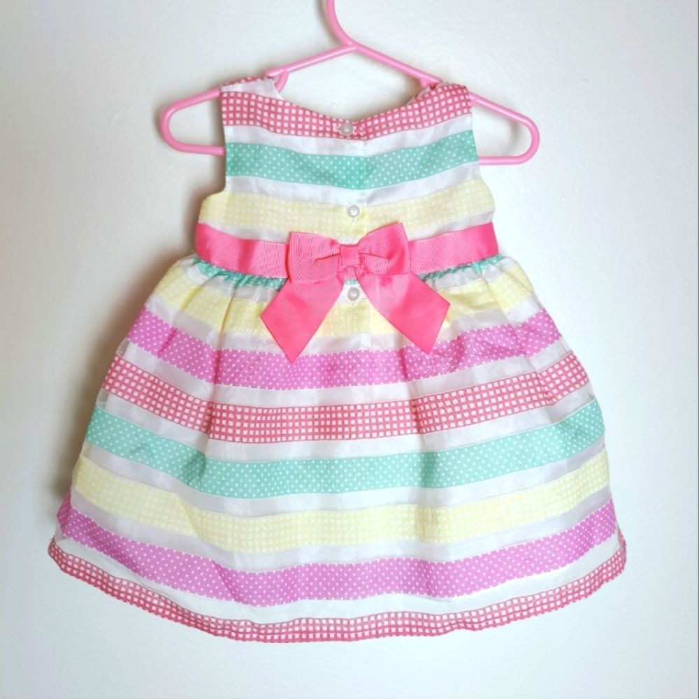 Blueberi Boulevard Pastel Striped Party Special Occasion Dress, Size 6M
